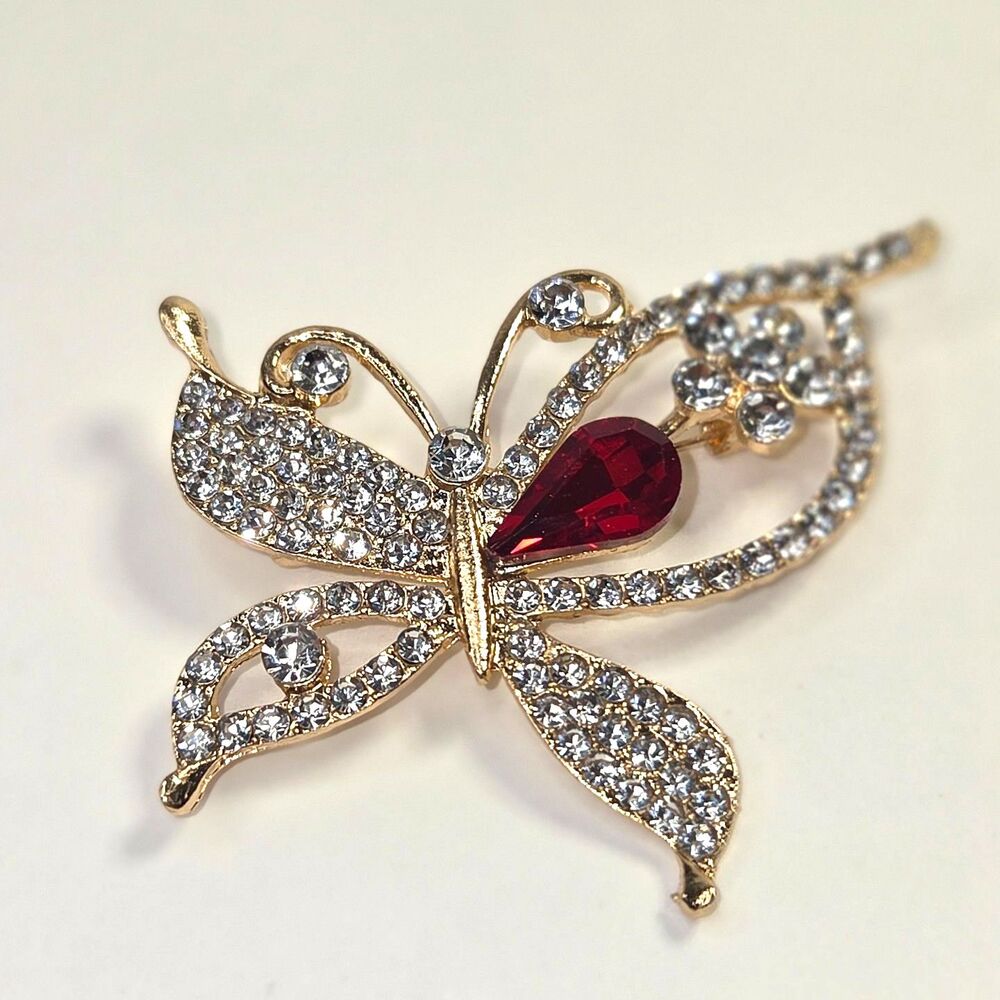 Butterfly Red Clear Rhinestones - Picture 2 of 10